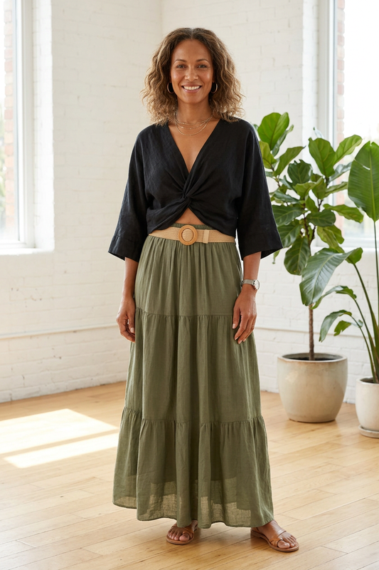 Twist Front Linen Crop Top