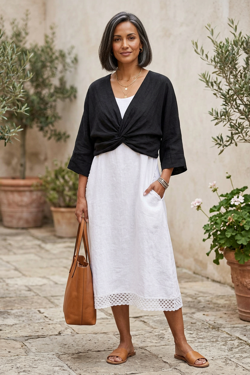 Twist Front Linen Crop Top