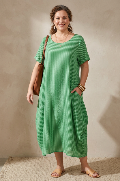 Stripe 2 Pocket Tulip Midi
