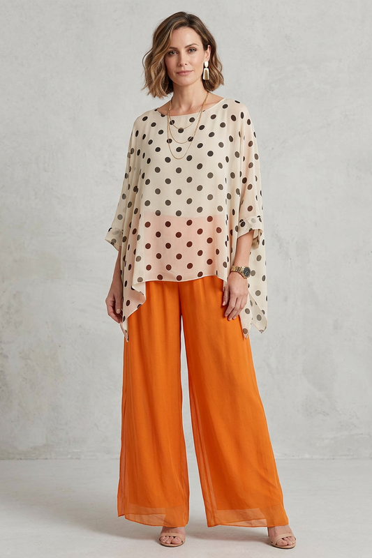Side Slit Wide Leg Silk Trouser