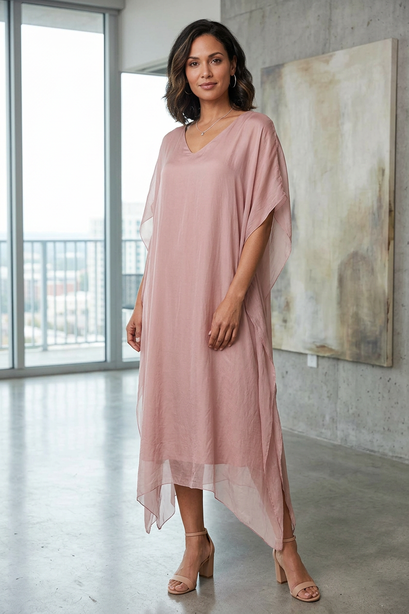 Batwing Silk Kaftan Midi