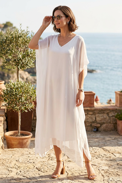 Batwing Silk Kaftan Midi