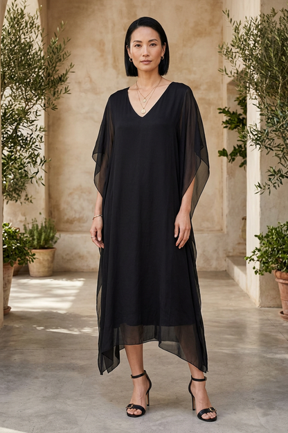 Batwing Silk Kaftan Midi