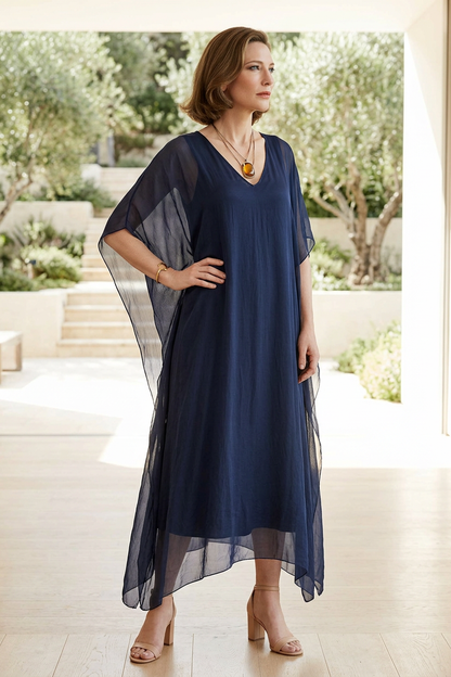 Batwing Silk Kaftan Midi
