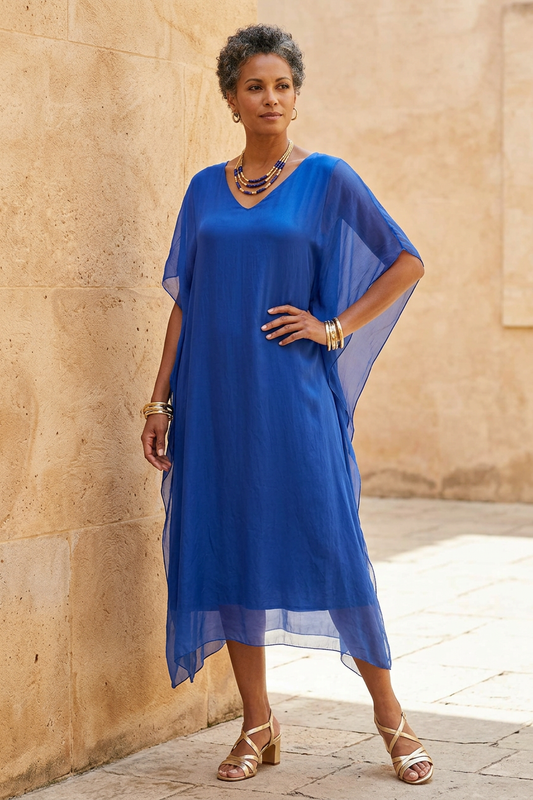 Batwing Silk Kaftan Midi