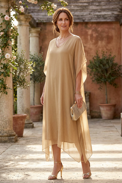 Batwing Silk Kaftan Midi