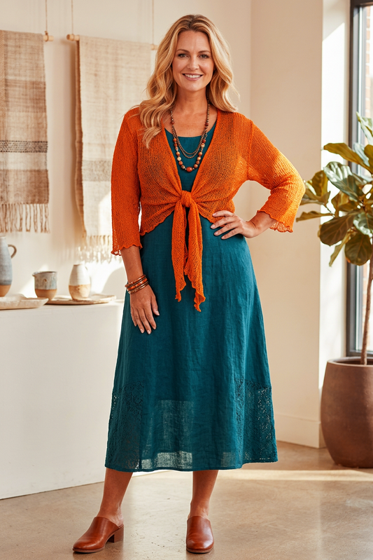 Tie Front Mesh Shrug