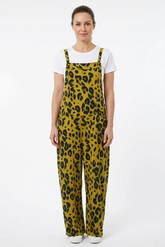 Leopard Jersey Dungarees