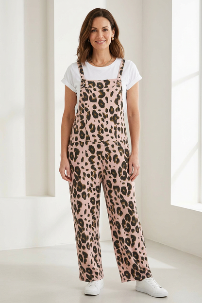 Leopard Jersey Dungarees