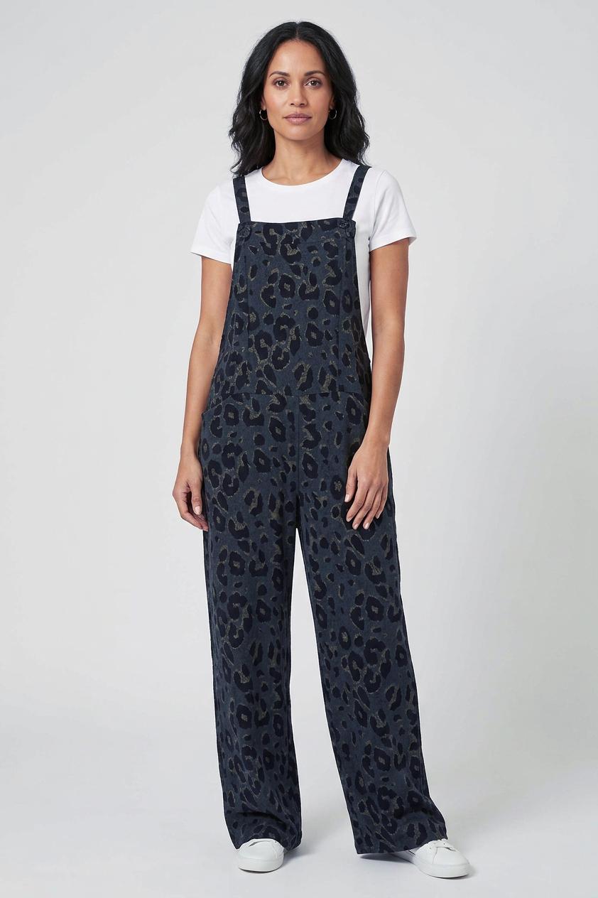Leopard Jersey Dungarees
