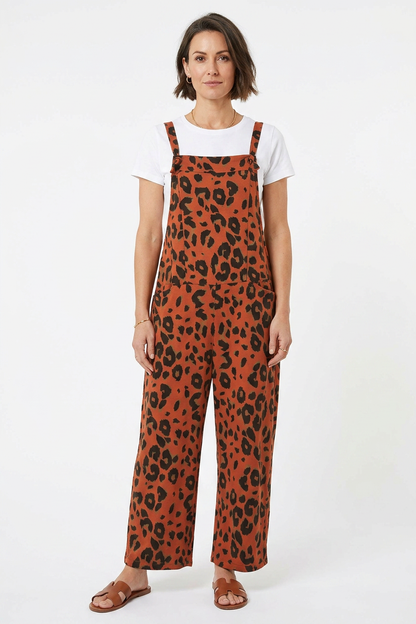 Leopard Jersey Dungarees