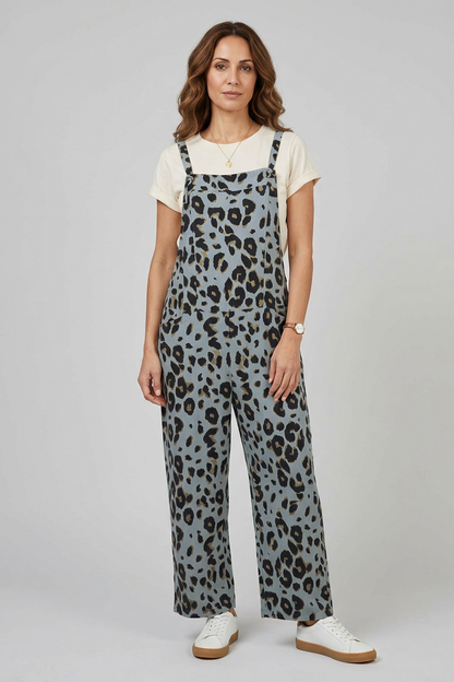 Leopard Jersey Dungarees
