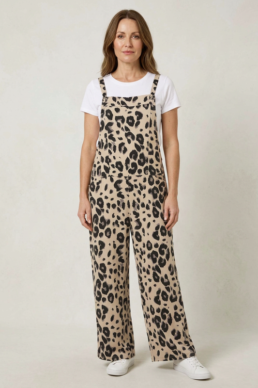 Leopard Jersey Dungarees