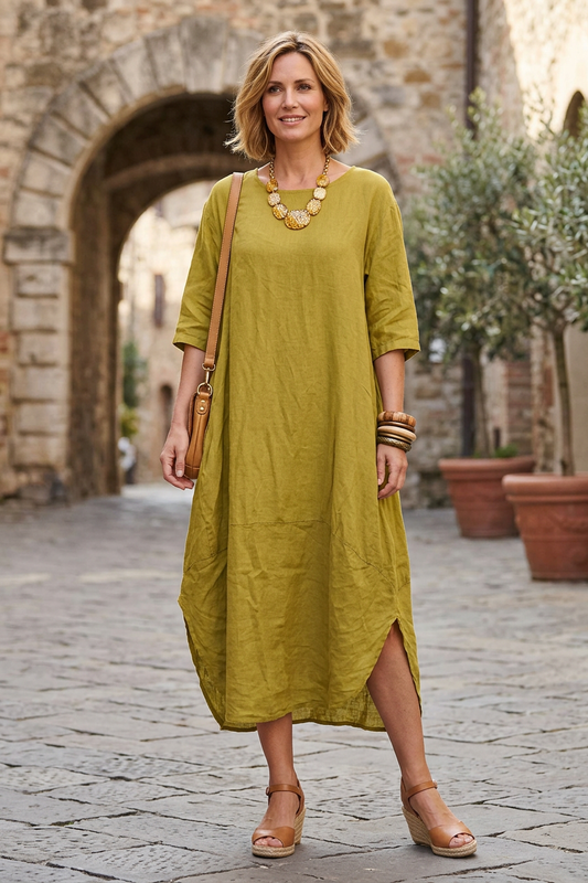 2 Pocket Cocoon Linen Midi