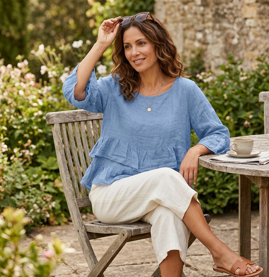 Frill Hem Linen Top