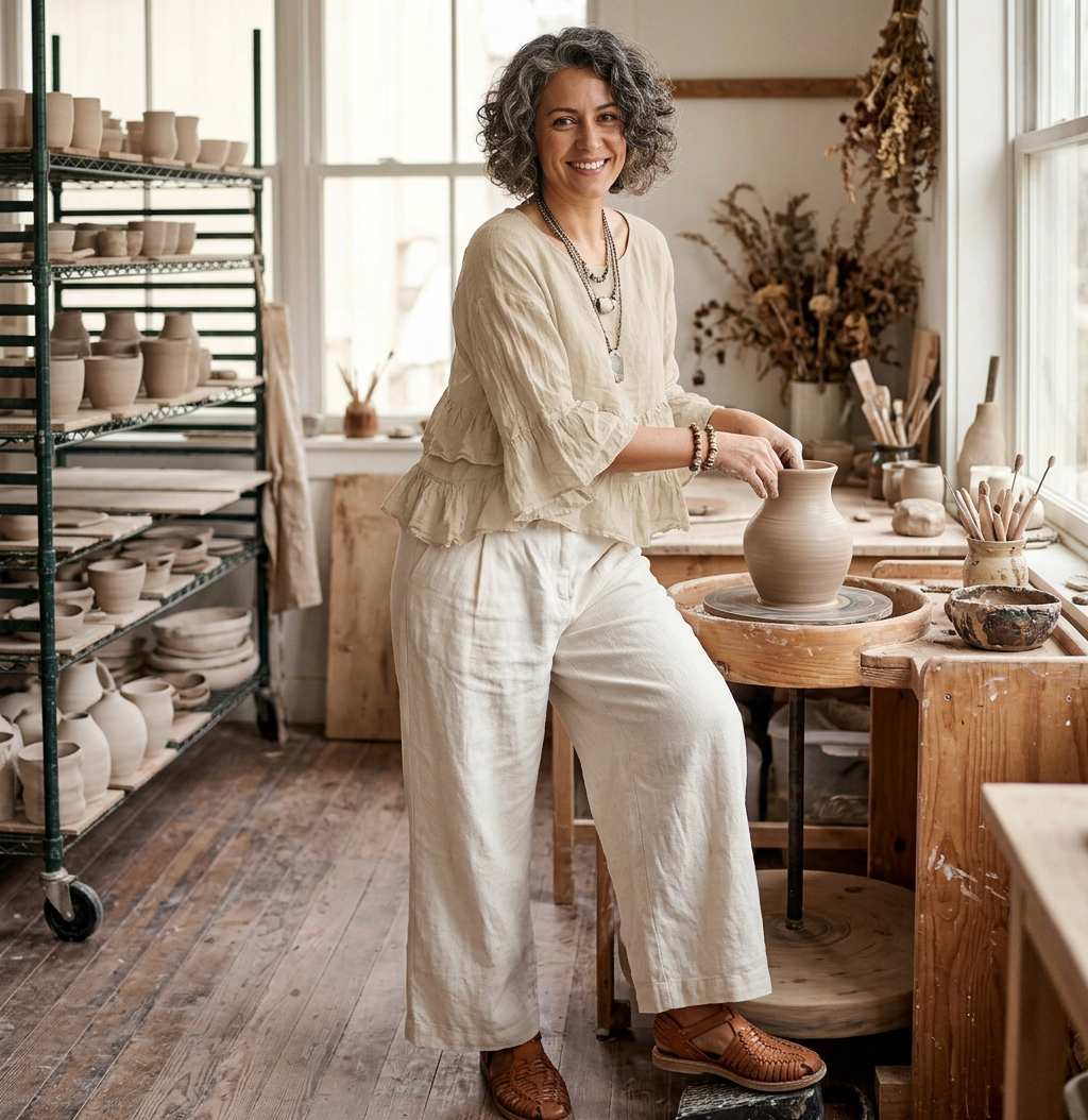 Frill Hem Linen Top