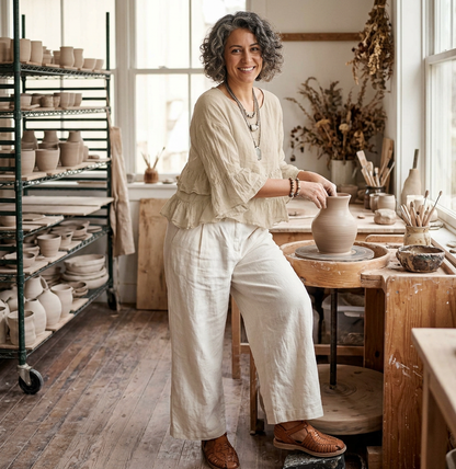 Frill Hem Linen Top
