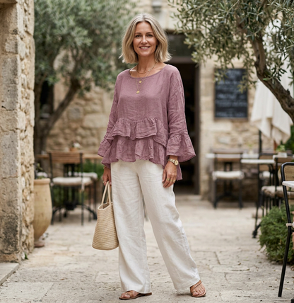 Frill Hem Linen Top