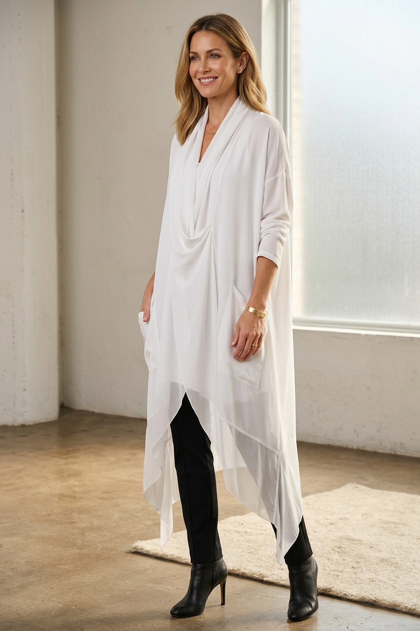 Crossover Silk Panel Tunic