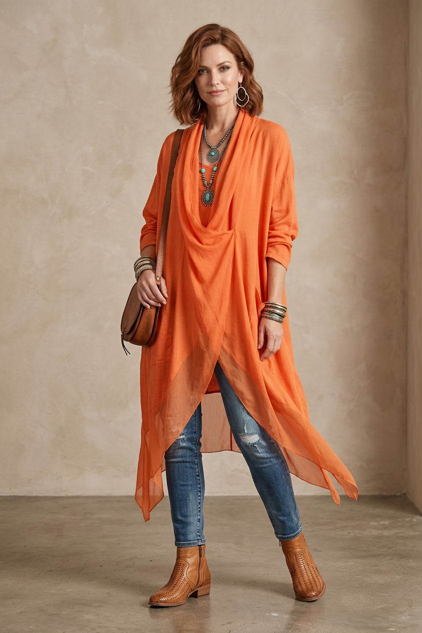 Crossover Silk Panel Tunic