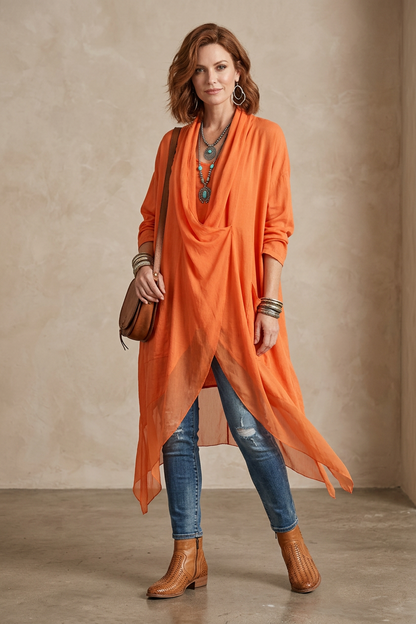 Crossover Silk Panel Tunic