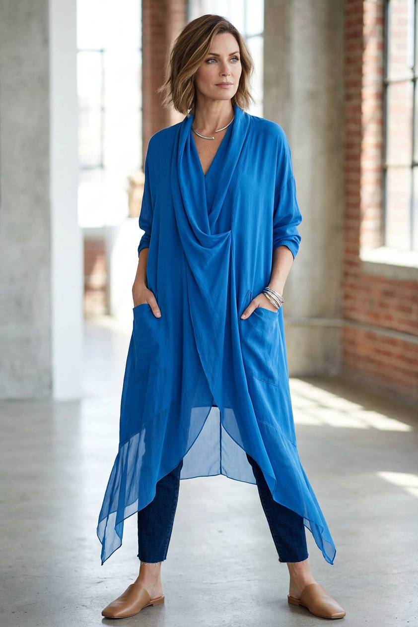 Crossover Silk Panel Tunic