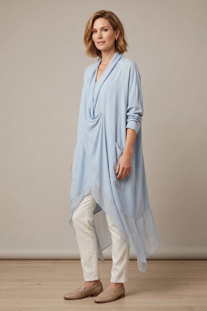 Crossover Silk Panel Tunic