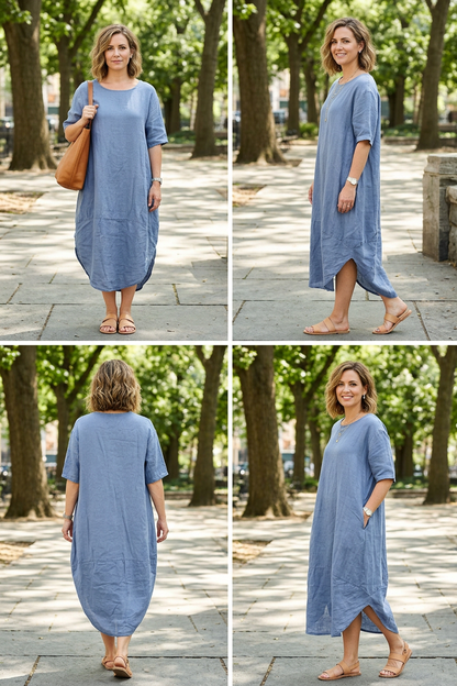 2 Pocket Cocoon Linen Midi