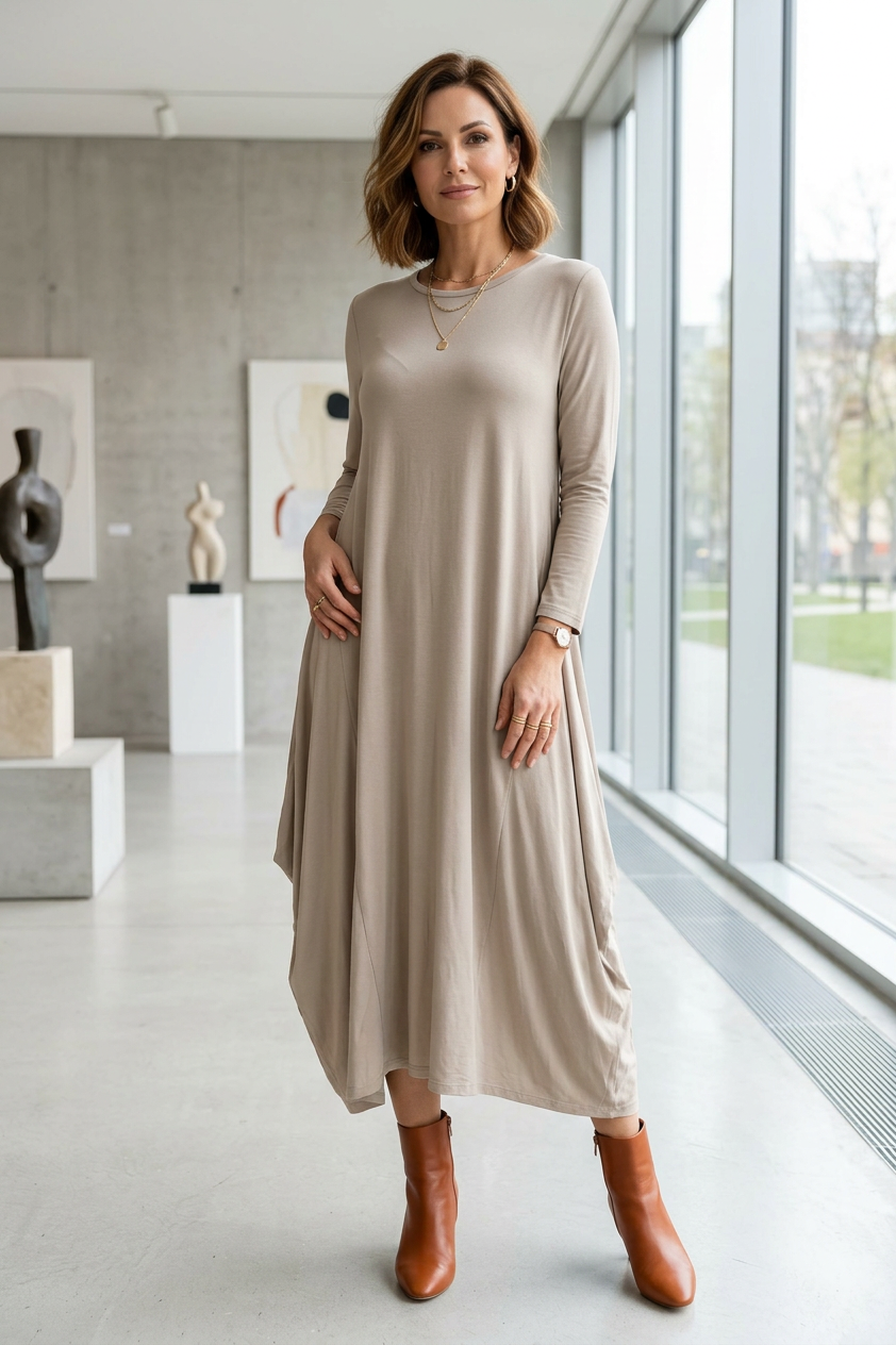 3/4 Sleeve Draped Dress