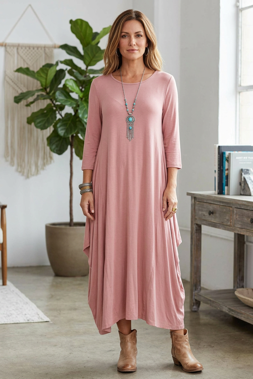 3/4 Sleeve Draped Dress