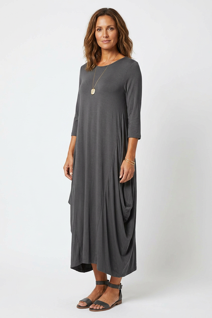 3/4 Sleeve Draped Dress