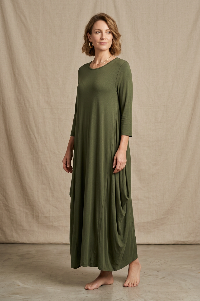 3/4 Sleeve Draped Dress