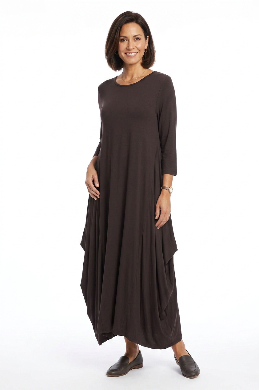 3/4 Sleeve Draped Dress