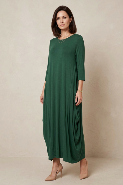 3/4 Sleeve Draped Dress