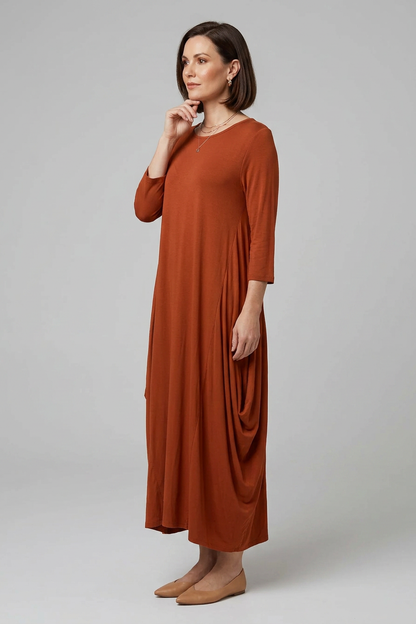 3/4 Sleeve Draped Dress