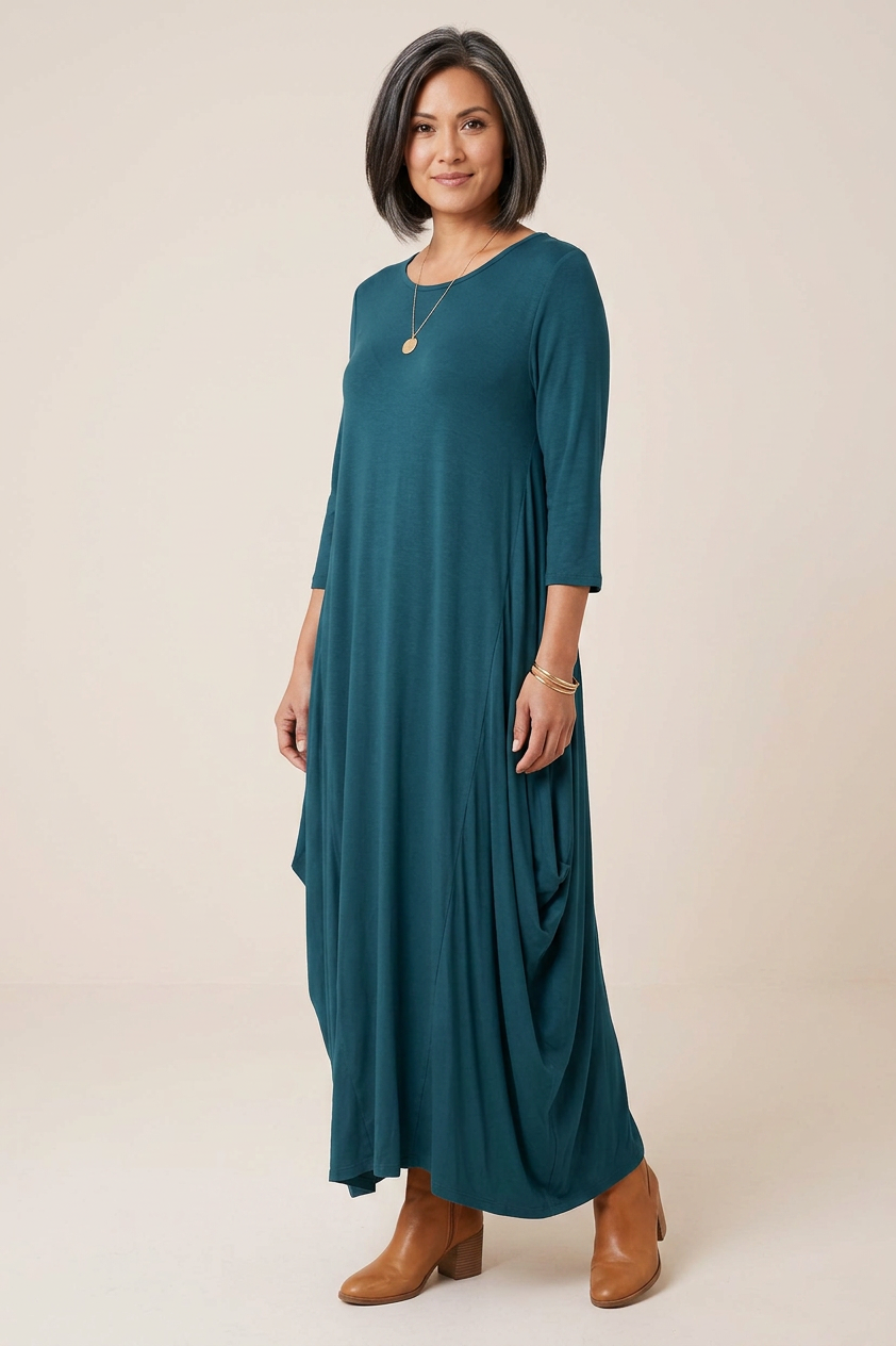 3/4 Sleeve Draped Dress