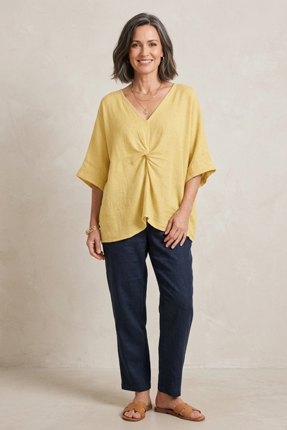 Twist Front Teabag Linen Top