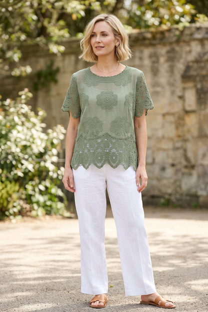 Crochet Trim Cotton Top