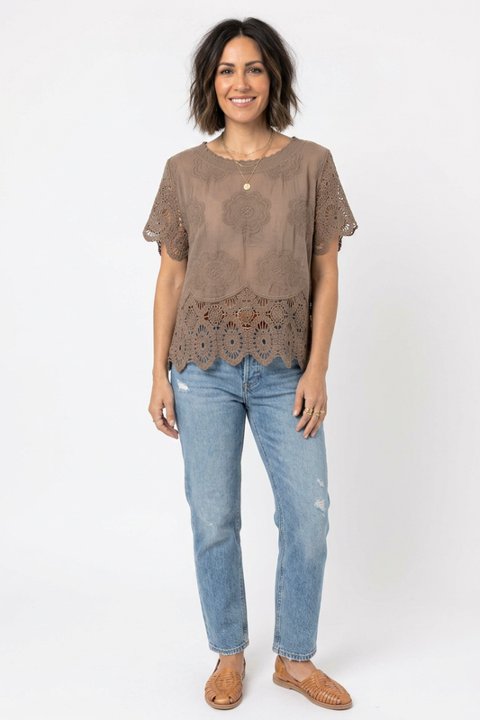 Crochet Trim Cotton Top