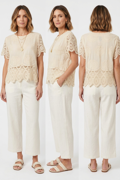 Crochet Trim Cotton Top