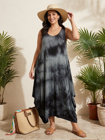 Sleeveless Tie Dye Midi Dress