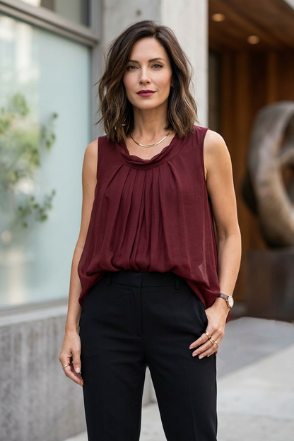 Puffball Silk Top