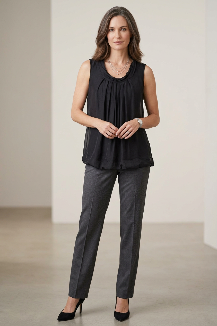 Puffball Silk Top