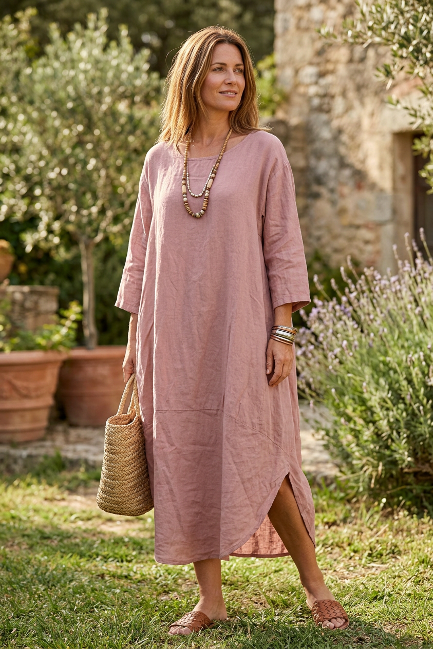 2 Pocket Cocoon Linen Midi