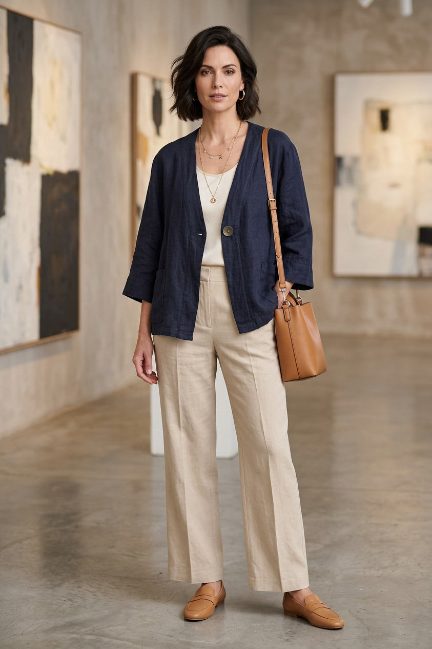 One Button Linen Jacket