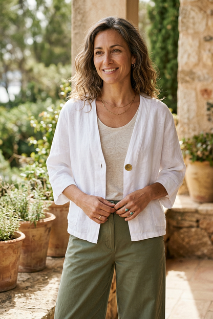 One Button Linen Jacket