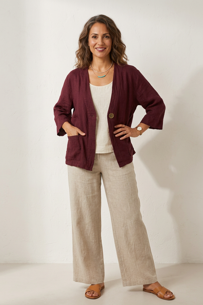 One Button Linen Jacket