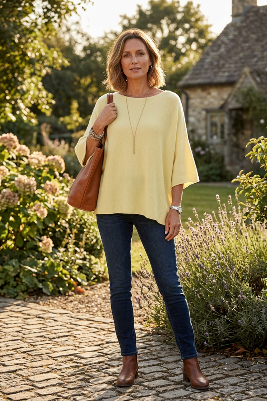 Batwing Short Sleeve Soft Knit Jumper