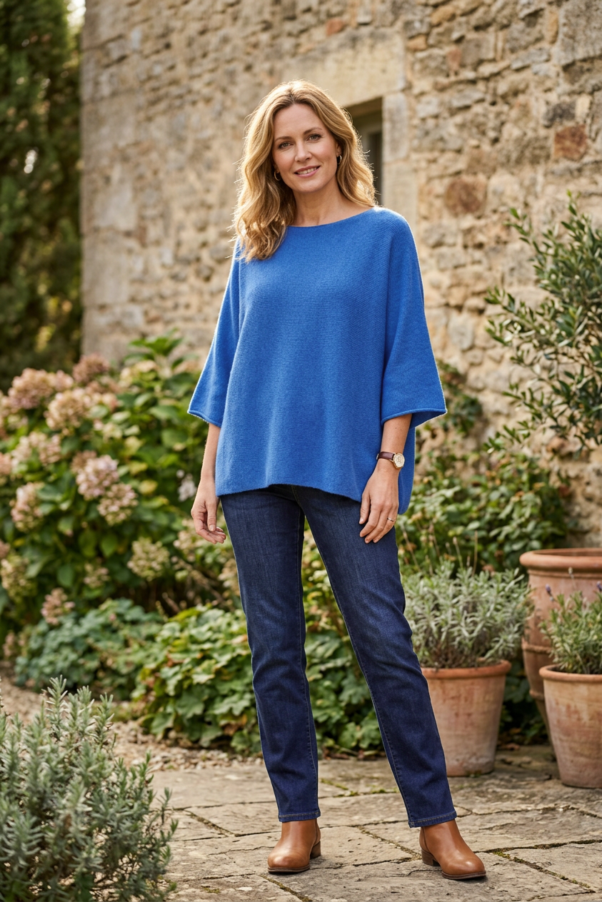 Batwing Short Sleeve Soft Knit Jumper