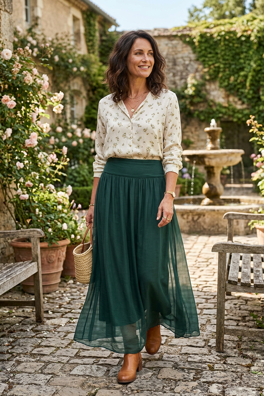Silk Midi Skirt